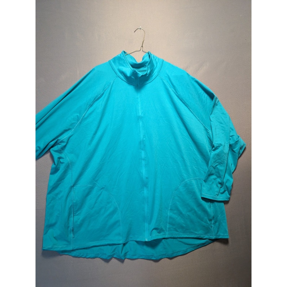 Just My Size Active Track Jacket Womens 5X Blue Mock Neck Raglan Sleeve Full Zip